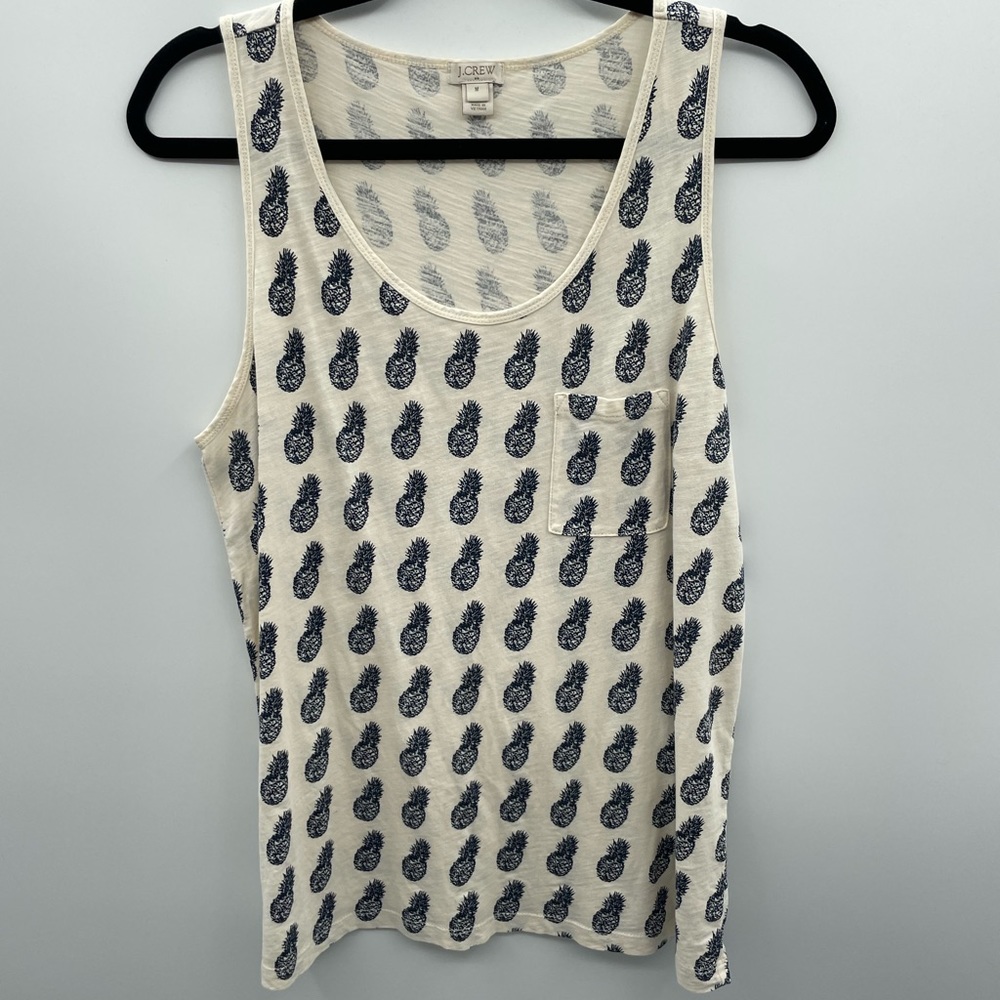J Crew unisex pineapple front pocket 100% cotton tank top. Great condition.